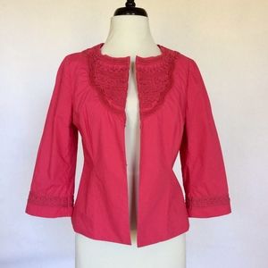 Tintoretto raspberry cropped 3/4 sleeve jacket